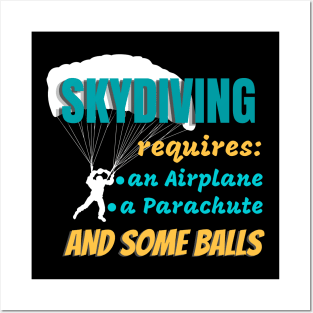 Skydiving Takes Some Balls Parachute Jump Posters and Art